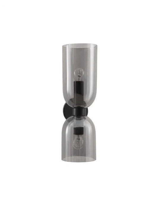 Aplica de perete structura din Metal Negru si abajur din Sticla Fumuriu H37.5xL11.5cm IP20 PALMER