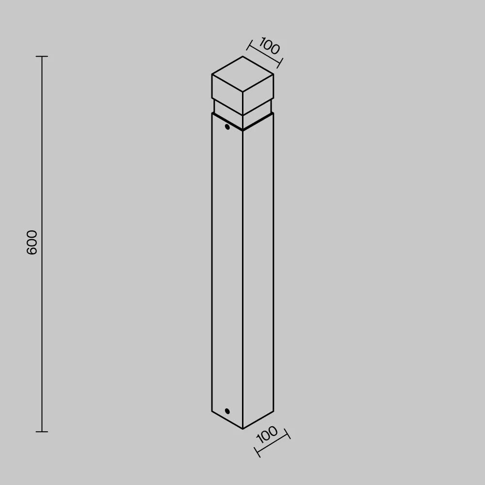 Stalp exterior din Metal Negru H60xL10cm Quadra
