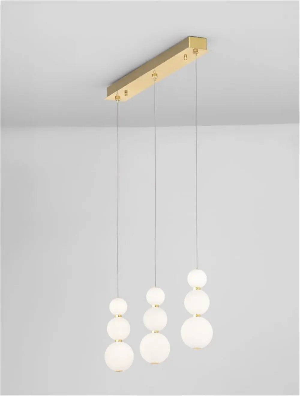 Candelabru structura din Metal Auriu si abajur din Sticla Alb H150xL70cm IP20 24W 2264lm 3000k PERLA