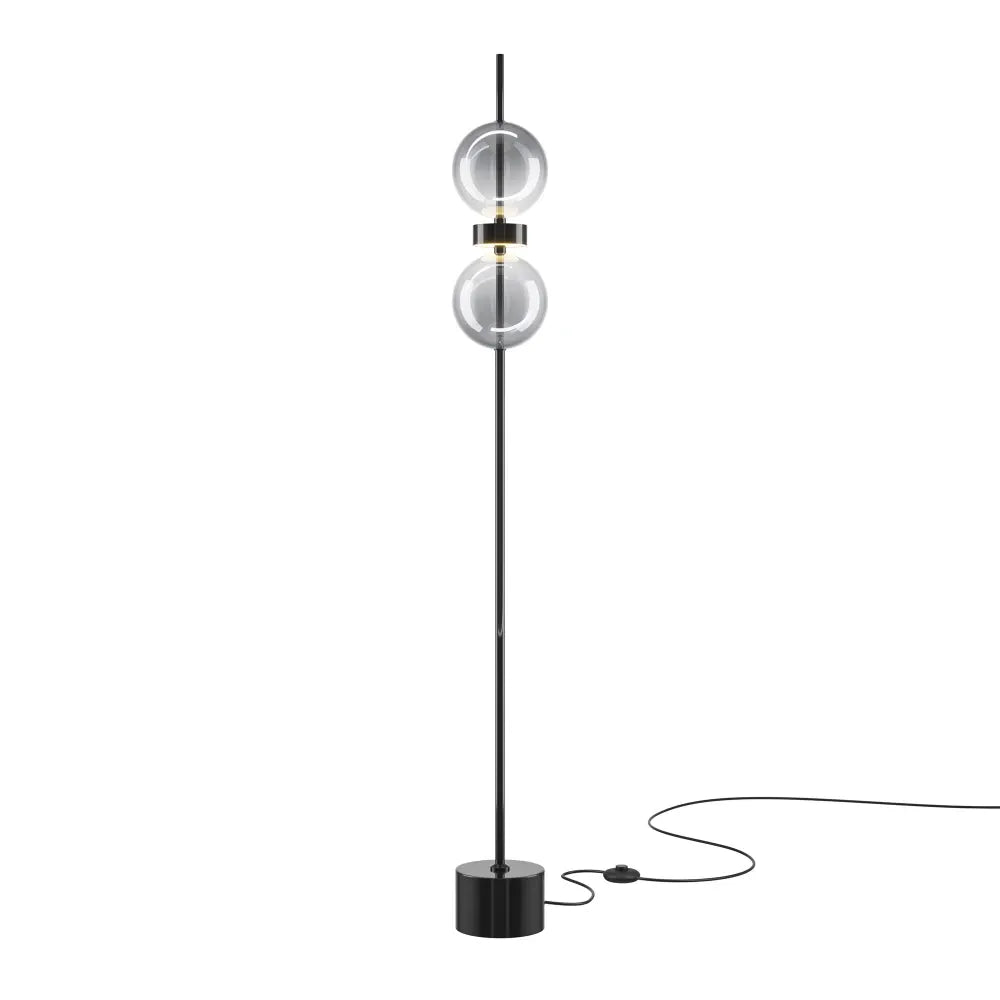 Lampa de podea din Metal Negru si Sticla Fumuriu H146xD16cm Double Moon