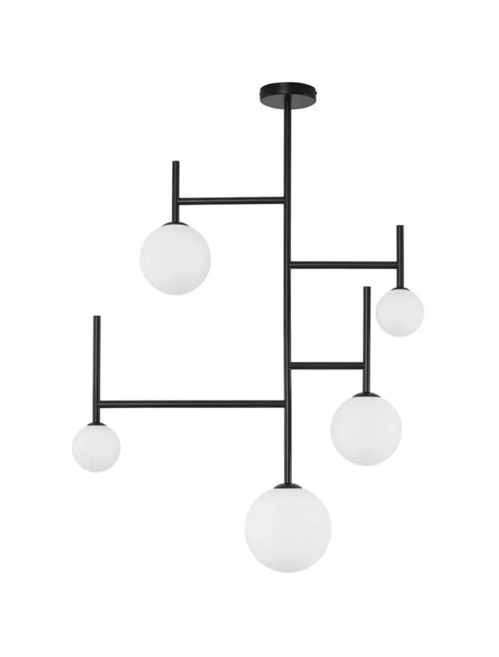 Lustra structura din Aluminiu Negru si abajur din Sticla Alb H100xL73cm IP20 LICATO