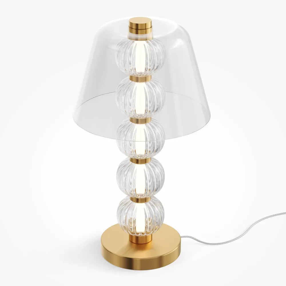 Veioza din Metal Auriu si Sticla Transparent H45.2xD25cm Amulet