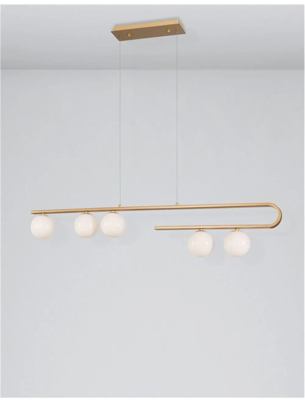 Lustra structura din Metal Auriu si abajur din Sticla Alb H180xL113cm IP20 CANTONA