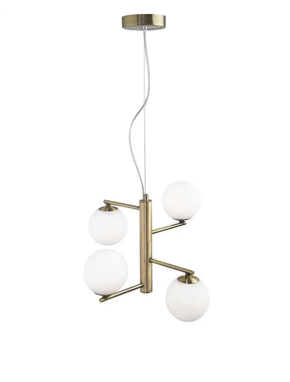 Lustra structura din Metal Alama antichizata si abajur din Sticla Alb H150xL35cm IP20 AGRIGENTO