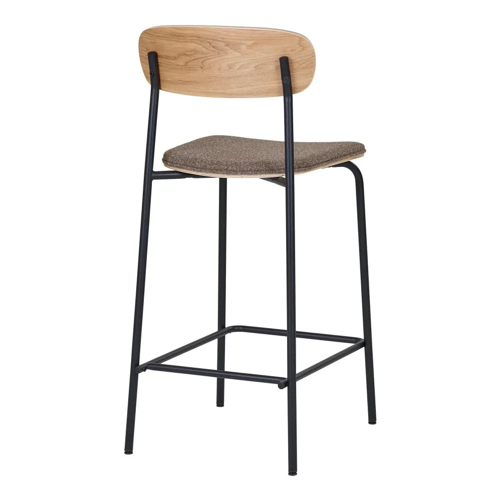 Set 2 scaune de insula din Metal Negru si Lemn de frasin Maro H95xL49xA42,5cm Estepona