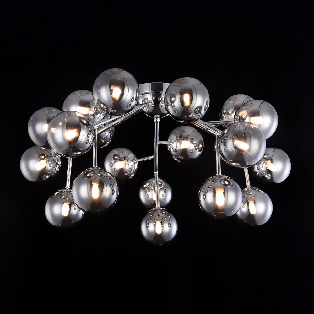 Candelabru Rotund din Metal si Sticla Argintiu/Negru Dallas D75xH25cm