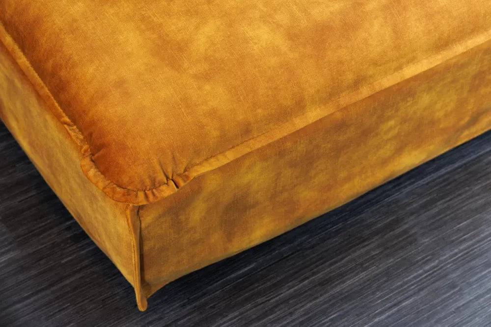 Puf cu husa detasabila din Lemn Negru si Catifea Galben H42xL100cm Heaven