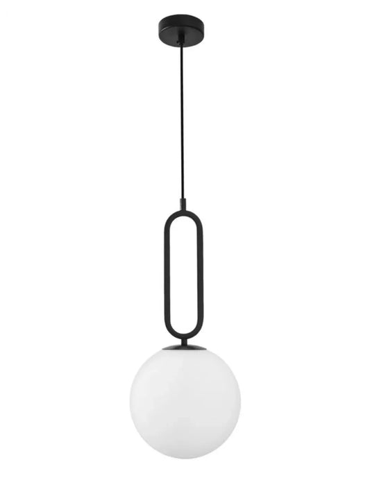 Pendul structura din Metal Negru si abajur din Sticla Alb H120xL25cm IP20 GRUS