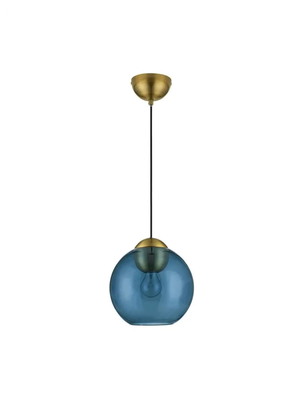 Pendul structura din Metal Auriu si abajur din Sticla Albastru H182.5xL24cm IP20 MIDORI