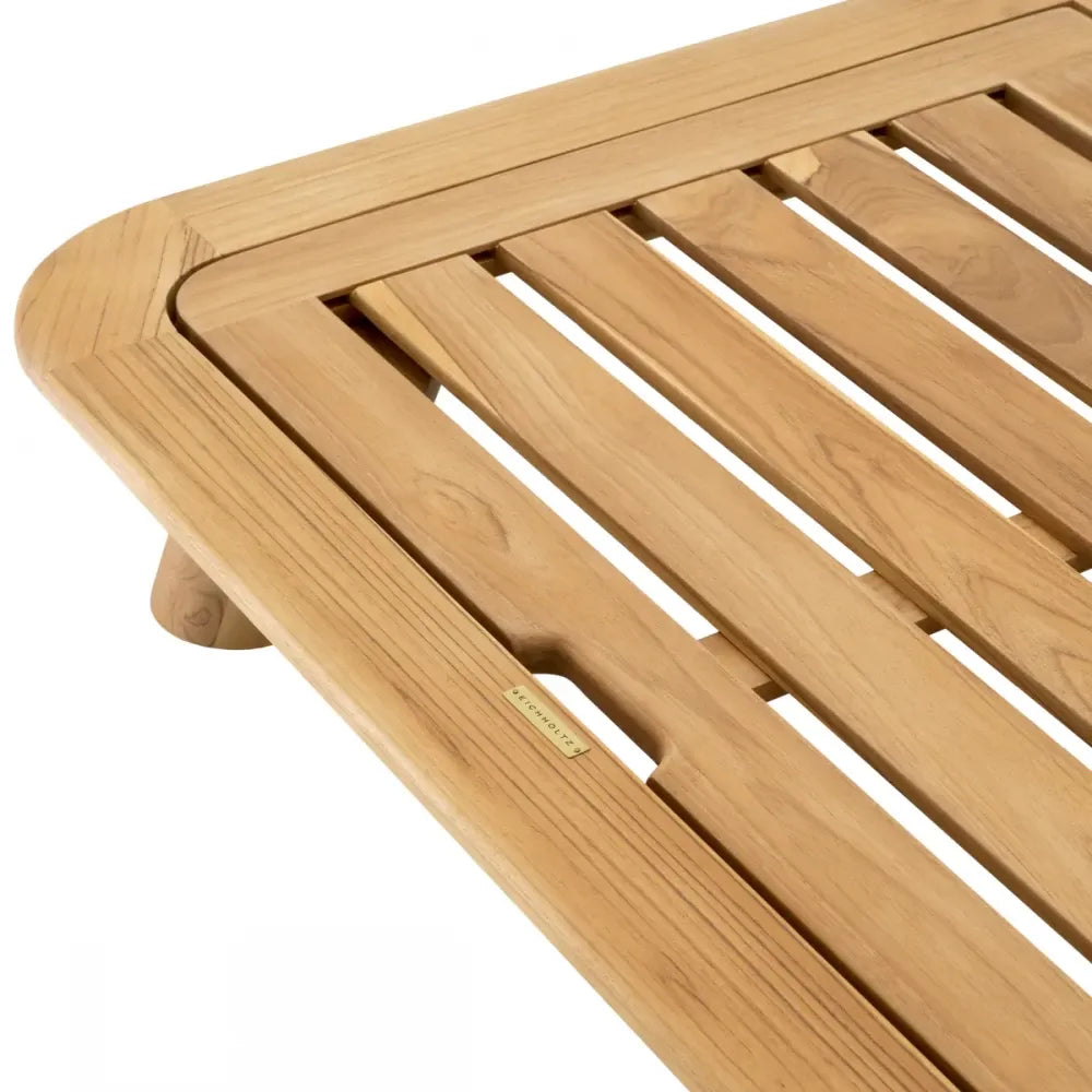 Sezlong de exterior din Lemn de tec Maro si Stofa Bej H96xL210cm Weston Eichholtz