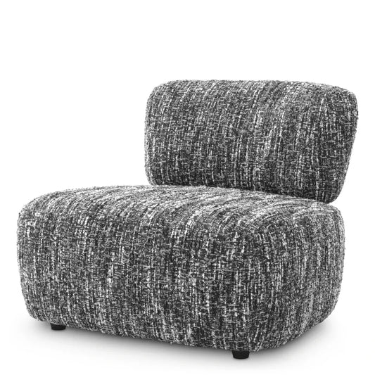 Fotoliu tapitat cu Stofa boucle Alb/Negru L85xA87xH72cm Leon Eichholtz