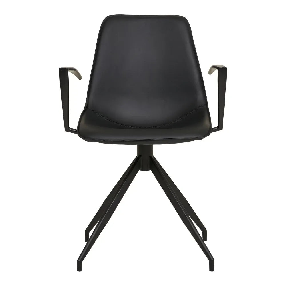 Set 2 scaune din Metal Negru si Piele sintetica Negru H86xL48xA56cm Monaco