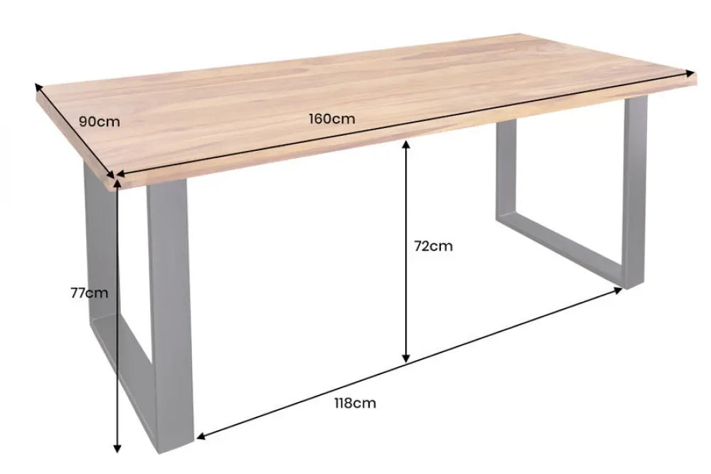 Masa din Lemn de sheesham Maro si Metal Negru L160xH77cm Iron craft