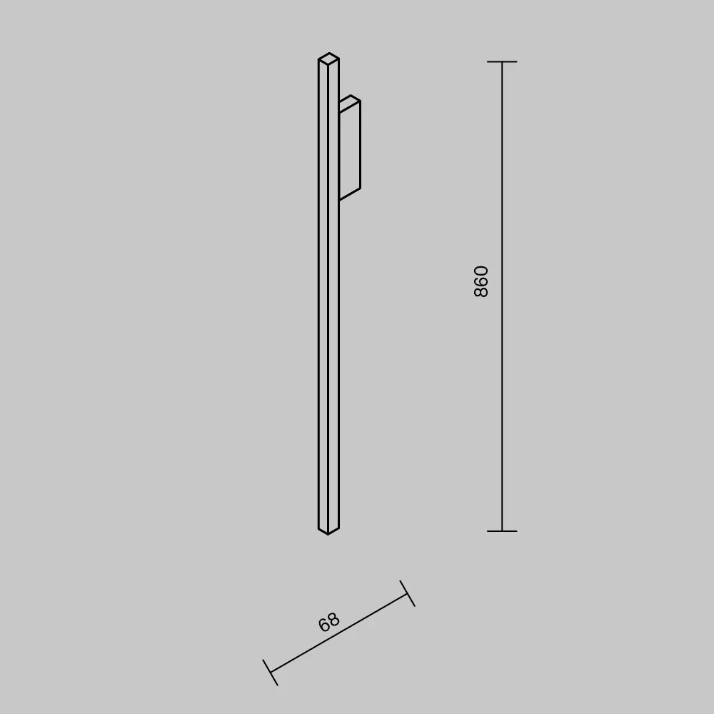 Aplica perete din Aluminiu Negru H86xL6.8cm Halo