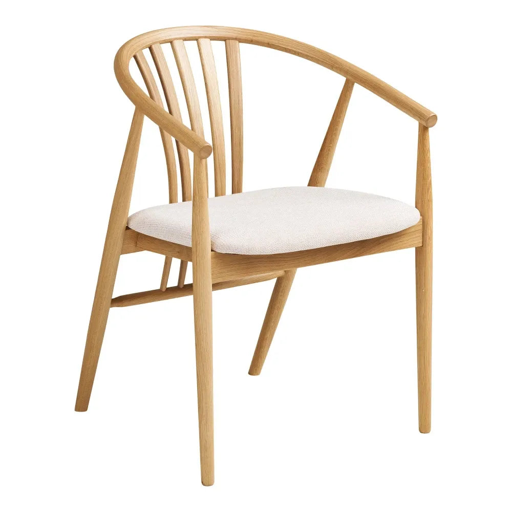 Scaun din Stofa Bej si Lemn de stejar Maro L54xH78cm Agustin