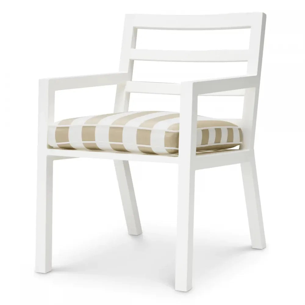 Scaun de exterior din Metal Alb si Stofa Alb/Bej H86xL55.5xA66.5cm Delta Eichholtz