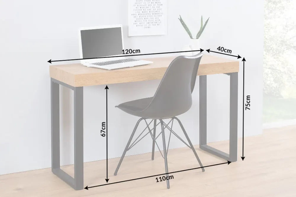 Birou din MDF Maro si Metal Negru L120xH75cm OAK DESK