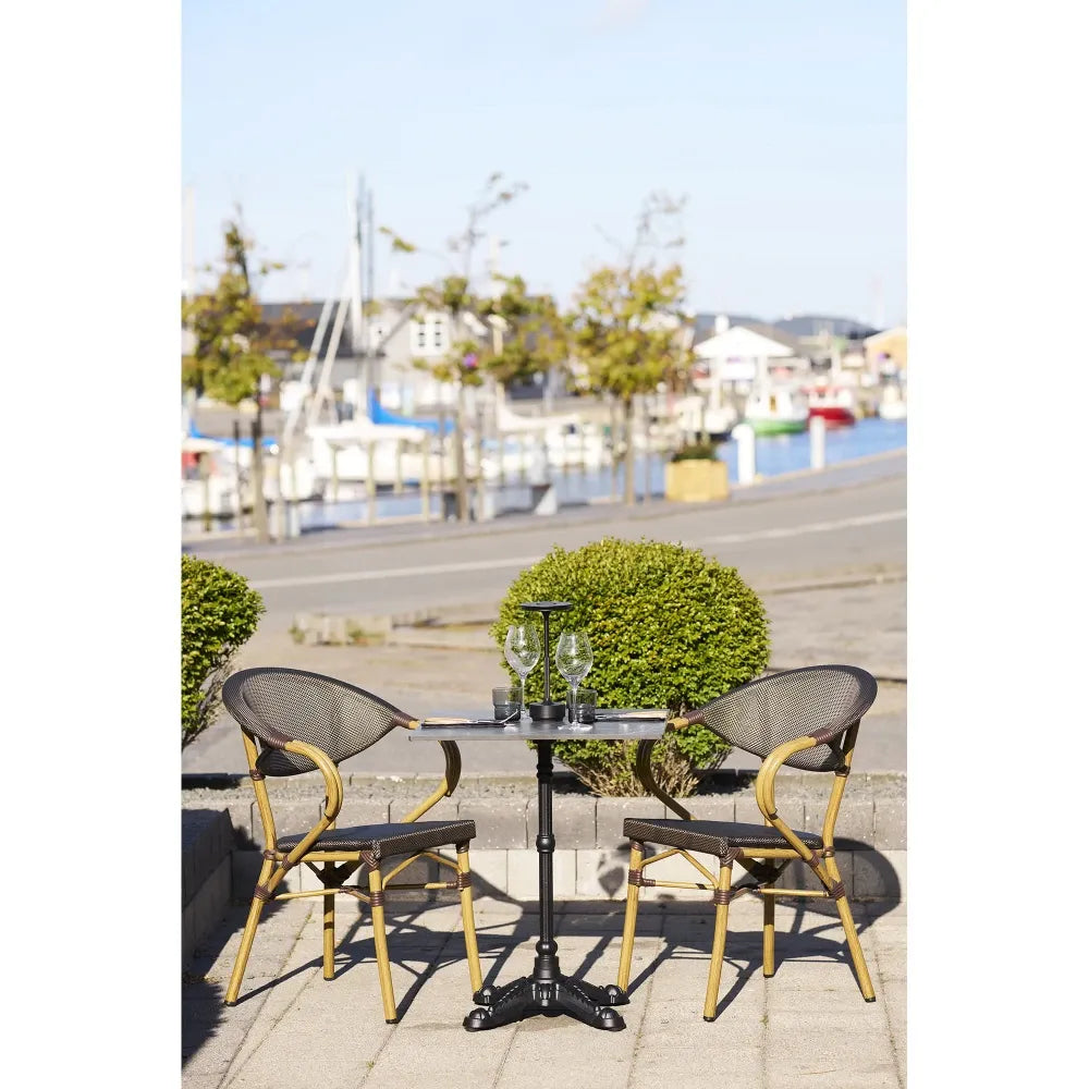 Masa de exterior din Fonta Negru si Aluminiu Gri L60xH73cm Bistro