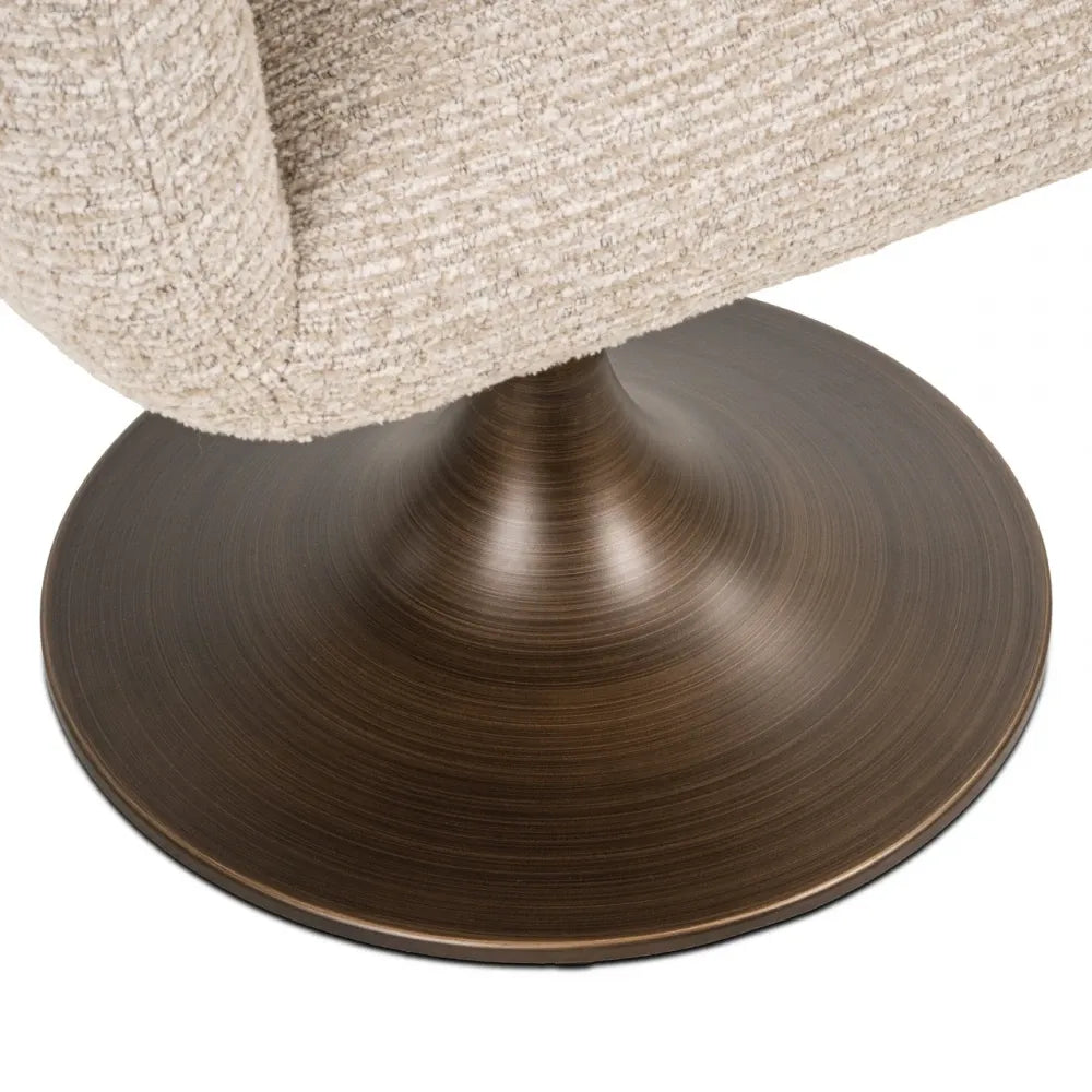 Scaun rotativ din Stofa Bej si Metal Bronz H79xL63xA62cm Aldo Richmond Interiors