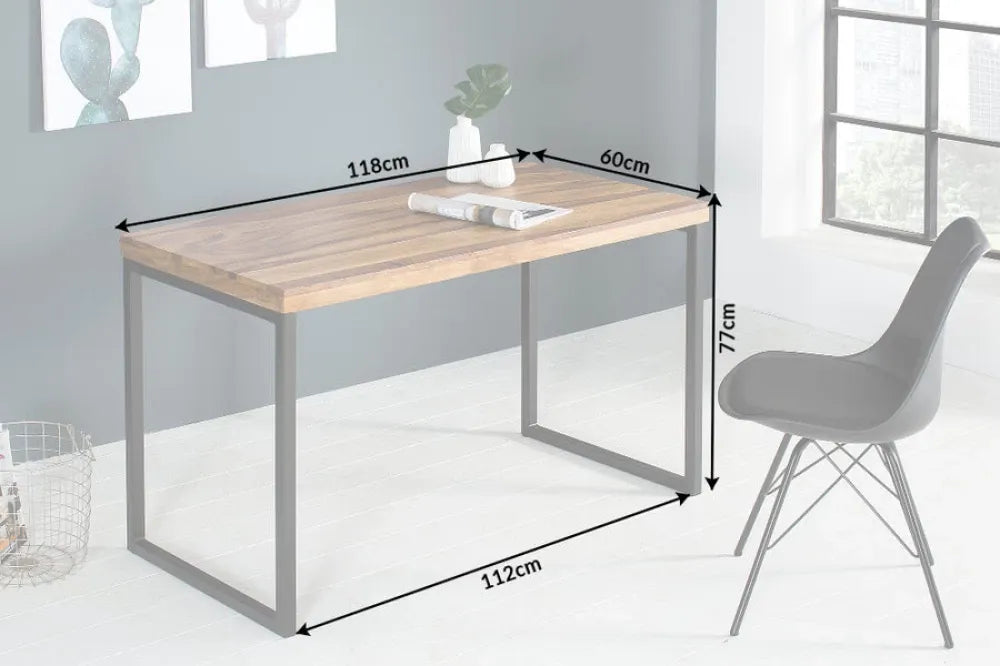 Birou din lemn de sheesham Maro si Metal Negru L118xH77cm ELEMENTS