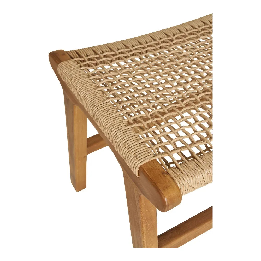 Taburet din Lemn de tec Maro si Ratan Bej H42xL60cm Derby