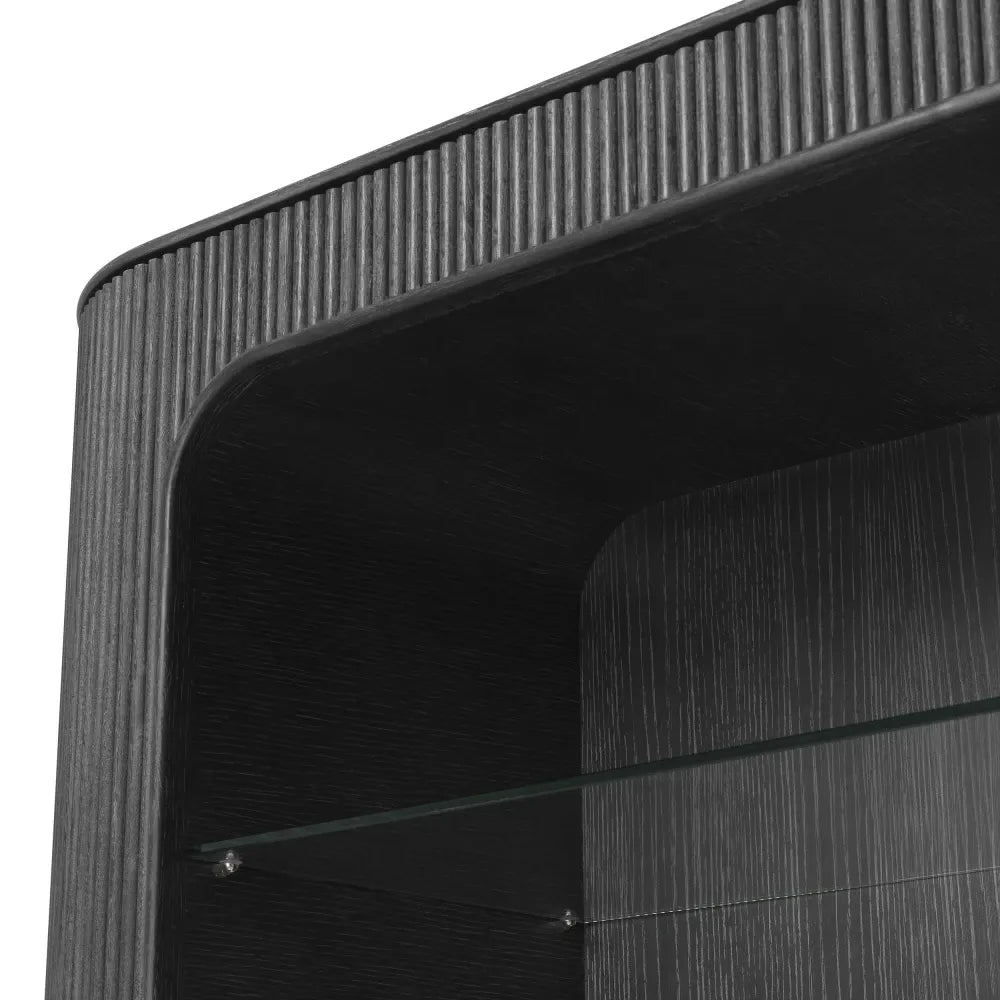 Biblioteca din Sticla Transparent si Furnir de stejar Gri carbune L130xH212cm Bogota Eichholtz