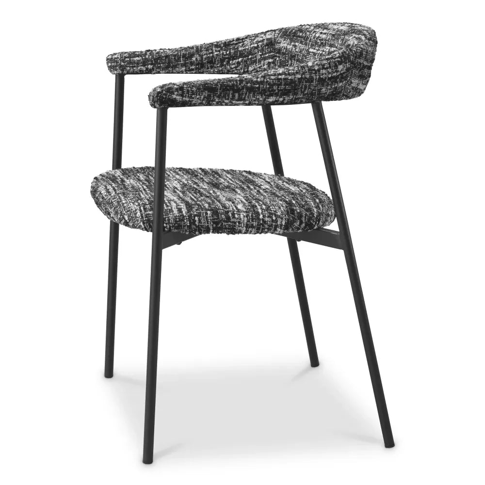 Set 2 scaune tapitat cu Stofa boucle Negru L57xA55xH77.5cm Julio Eichholtz