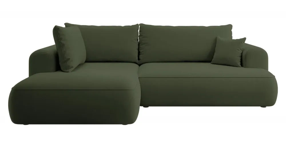Coltar extensibil catifea verde cu lada depozitare Nubio
