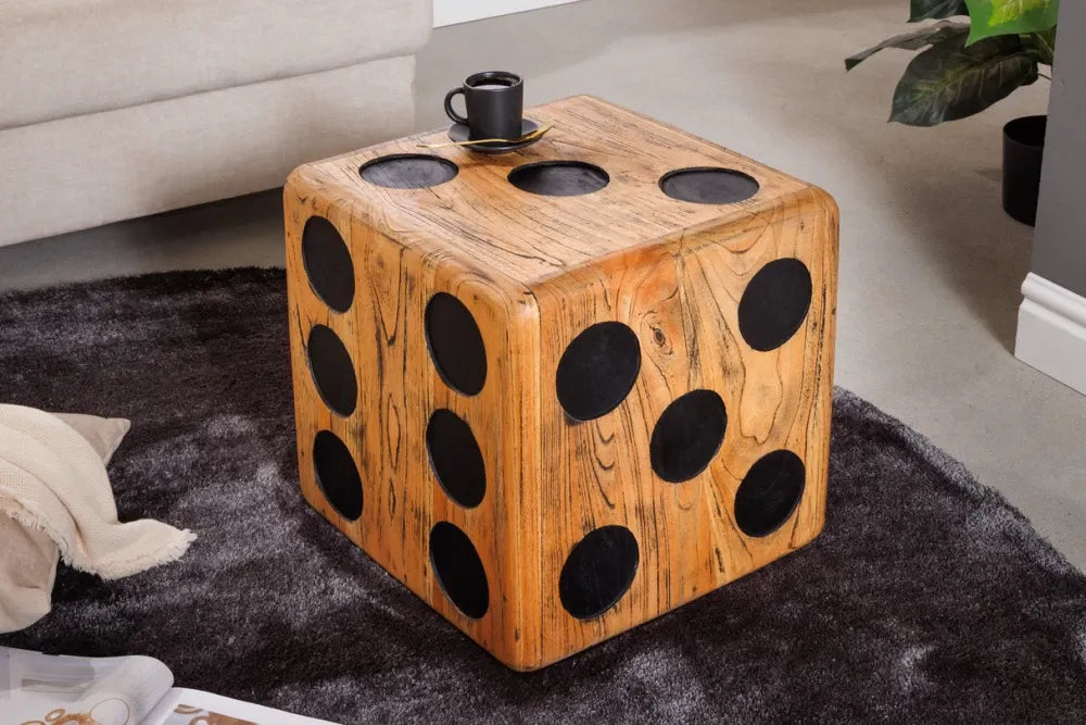Masuta laterala din Lemn de mindi Maro/Negru H41xL41cm Cube