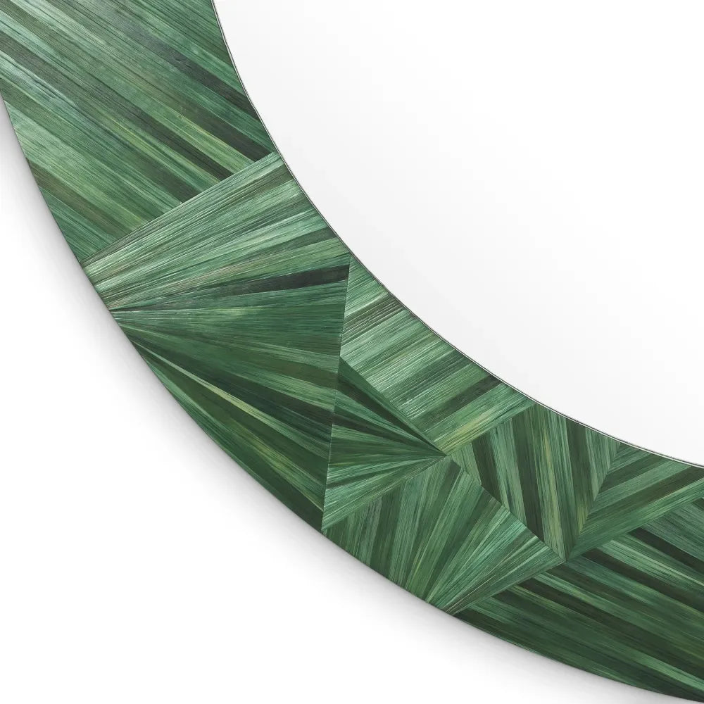 Oglinda cu rama din MDF/Paie Verde D120cm Cassara Eichholtz