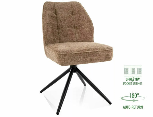 Set 2 Scaune rotative din Stofa Maro si Metal Negru H83xL49xA63cm John