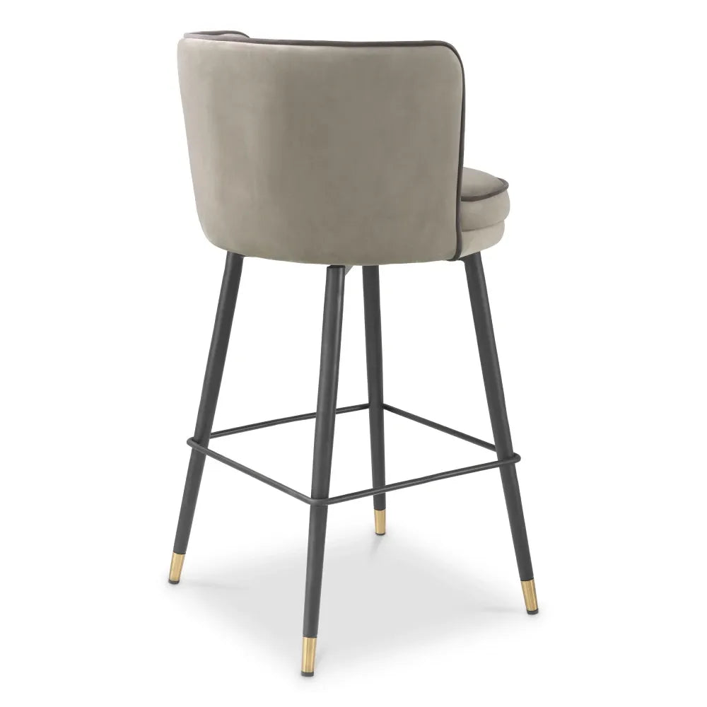 Scaun de insula rotativ tapitat cu Catifea Grej/Gri L53xA48xH91cm Grena Eichholtz