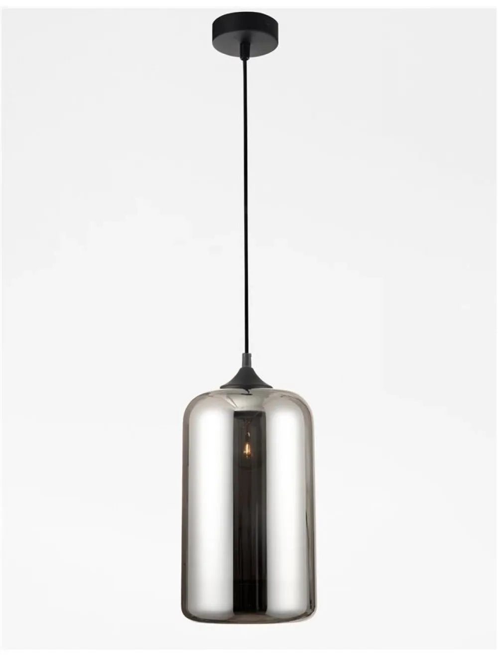 Pendul structura din Metal Negru si abajur din Sticla Crom H120xL17.5cm IP20 SAVAZ