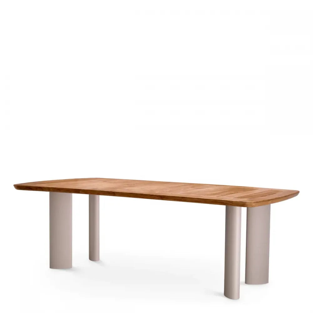 Masa de exterior din Metal Bej si Lemn de tec Maro H76xL230cm Osario Eichholtz
