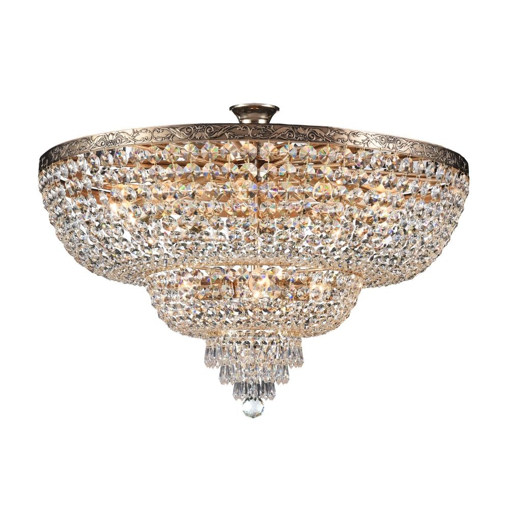 Candelabru Rotund din Metal si Cristal Auriu/Transparent Palace D80xH57cm
