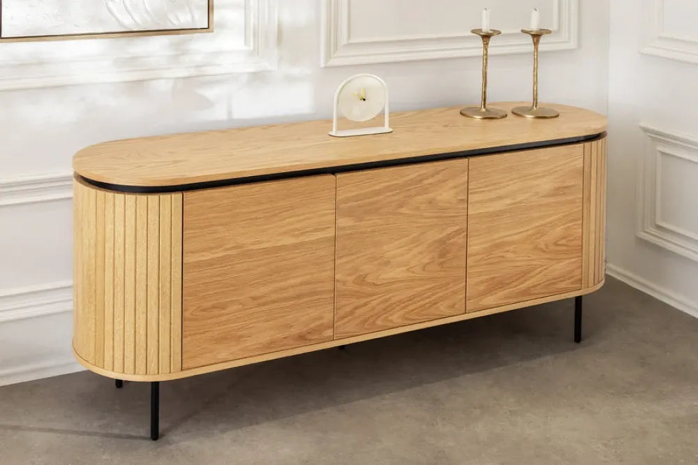 Comoda din MDF/Furnir de stejar Maro si Metal Negru L160xH76cm ATELIER