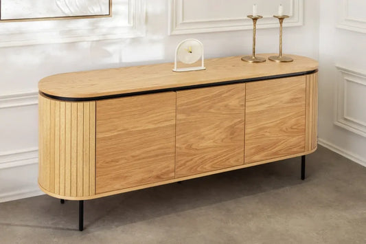 Comoda din MDF/Furnir de stejar Maro si Metal Negru L160xH76cm ATELIER