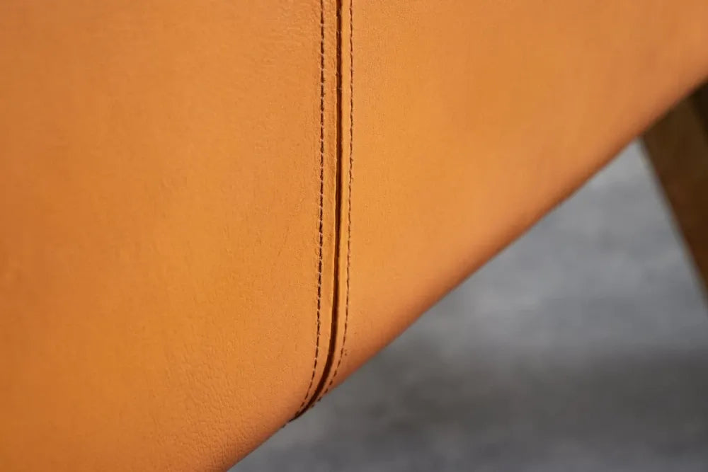 Bancheta din Lemn de mango Maro si Piele naturala Maro H50xL100cm Turnbock