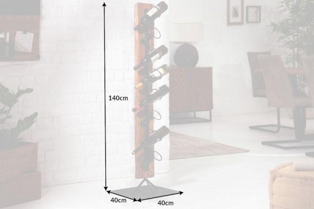 Suport pentru vinuri din Lemn masiv de tec si Metal Maro/Negru Barracuda L40xH150cm