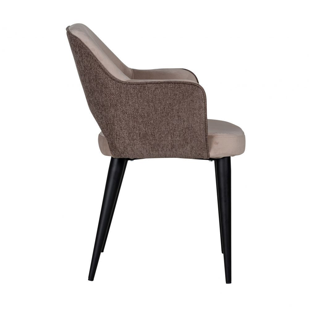 Scaun cu brate din Catifea si Metal Bej/Negru H85.5xL58xA63cm Giovanna Richmond Interiors