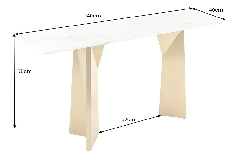 Consola din Marmura Alb si Metal Auriu L140xH75cm EXTRAVAGANCIA
