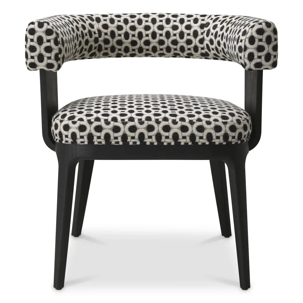 Scaun tapitat cu Stofa Alb/Negru L69xA56xH73cm Dubois Eichholtz