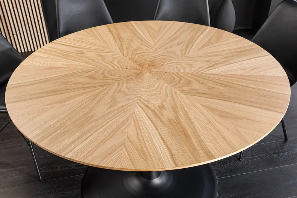Masa din MDF/Furnir de stejar Maro deschis si Metal Negru D120xH75cm ATELIER