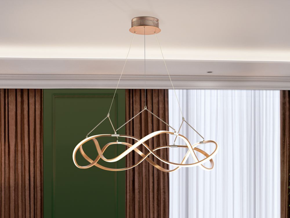 Lustra rotunda cu inaltime reglabila din Aluminiu Auriu cu LED D80xH130cm Molly