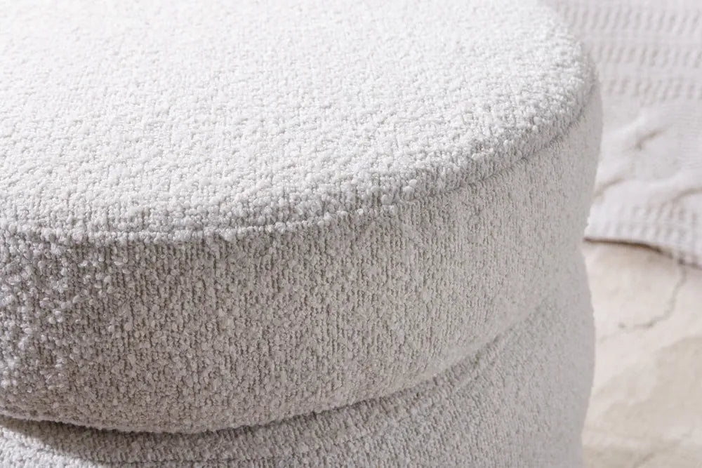 Puf cu spatiu de depozitare din Stofa boucle Alb H49xL41cm Voque
