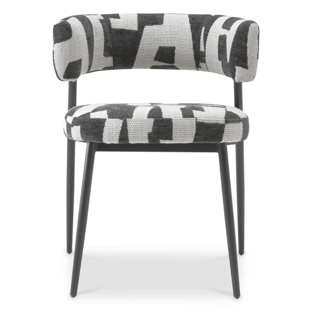 Scaun tapitat cu Stofa Negru/Alb L59xA56xH77cm Folsom Eichholtz
