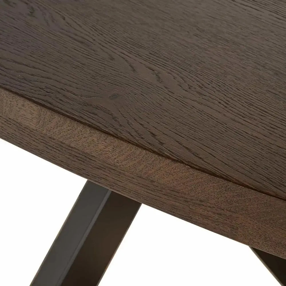 Masa ovala din Metal Negru si Lemn de stejar Maro H76xL235cm Watson