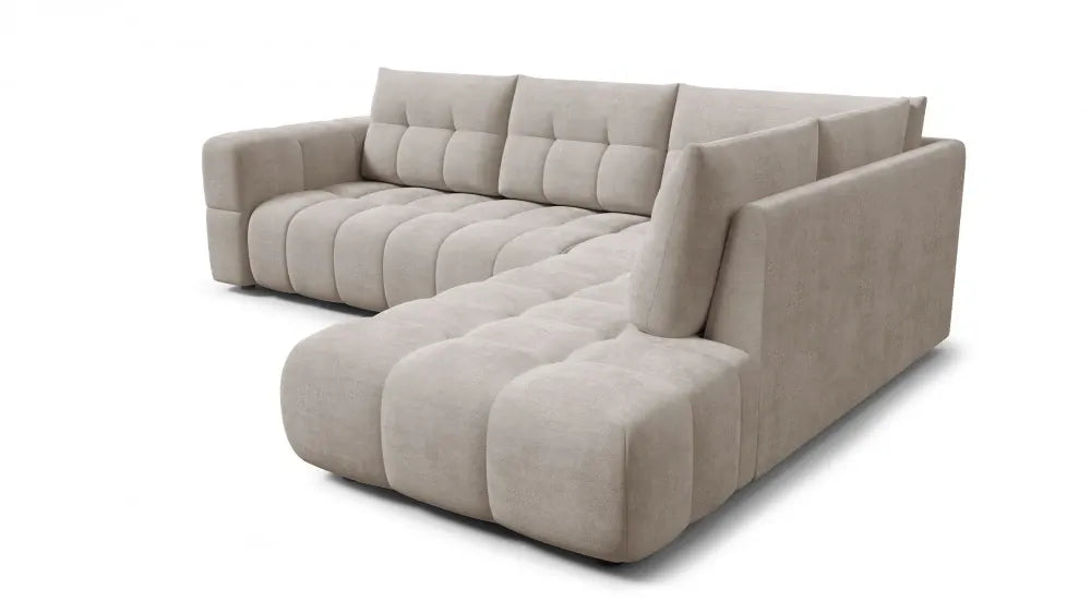 Coltar in forma de L tapitat cu material pet friendly Alias bej L291 x 219cm