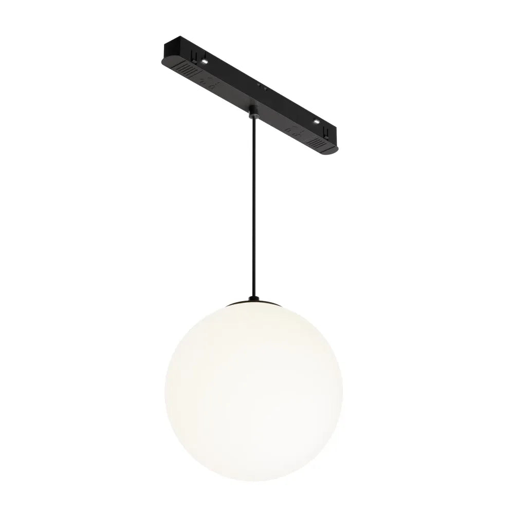 Pendul pentru sina Exility din Metal Negru si Sticla Alb H113xD13cm 5W 330lm 4000k Luna