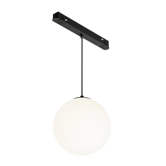 Pendul pentru sina Exility din Metal Negru si Sticla Alb H113xD13cm 5W 330lm 4000k Luna